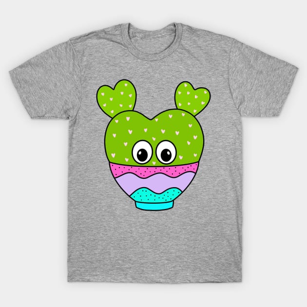 Cute Cactus Design #340: Hearty Cactus In Cute Bowl T-Shirt by DreamCactus